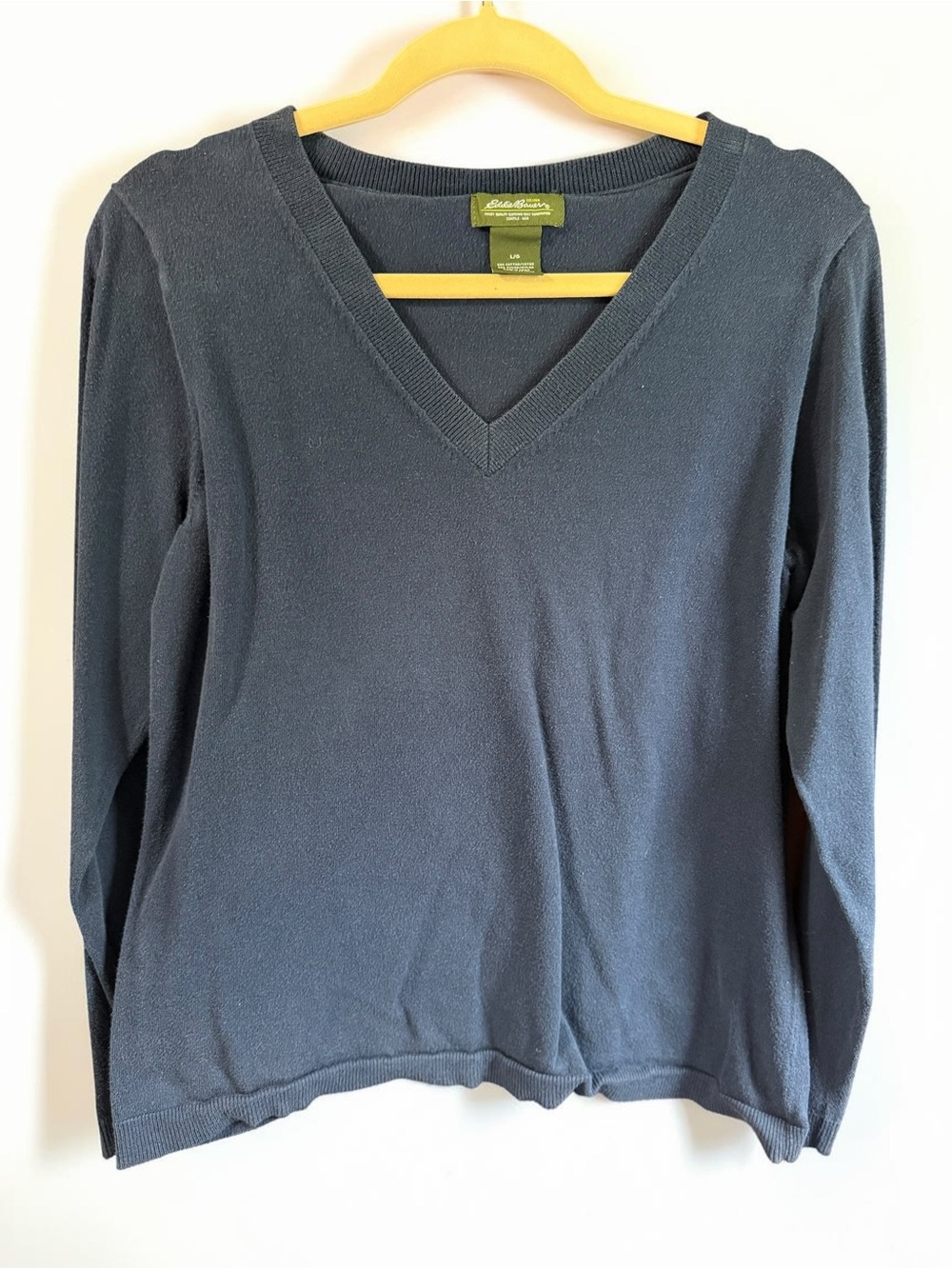 Eddie Bauer Navy V Neck Lightweight Sweater Womens Large Cotton